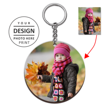 Personalised Photo/Name Keychain Customised Key Chain With Picture For Bike, Car, Printed Wooden Keychain Round Shape