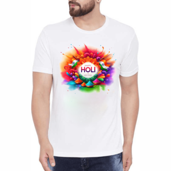 Holi T-Shirt Festival Celebration for Men and Women with Colorful Design Half Sleevs Round Neck for all Boys and Girls Unisex 06