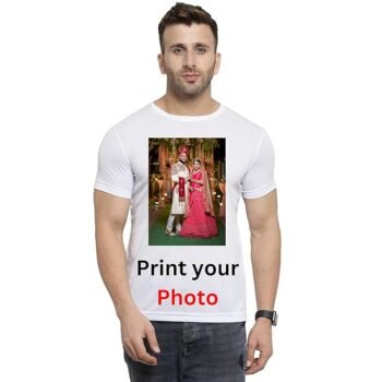 Personalized, Customized Photo Regular Fit T-Shirt | Color- White | Sleeve-Half | Material- Cotton Mix Fabric, T-Shirts for Kids, Boys, Girls, Men, Women,